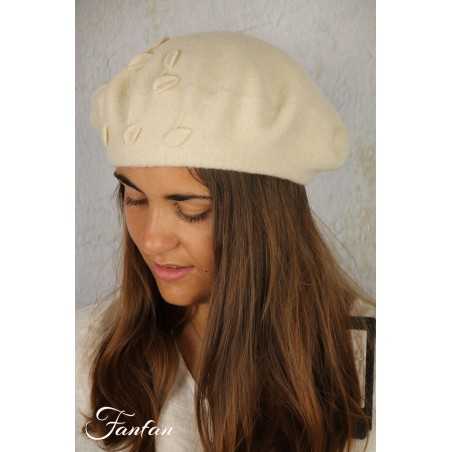 Rabionek Béret en laine vierge crème BA22.02T