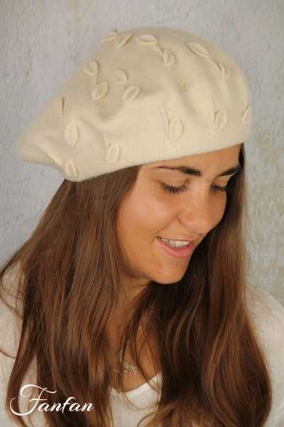 Rabionek Béret en laine vierge crème BA22.02T
