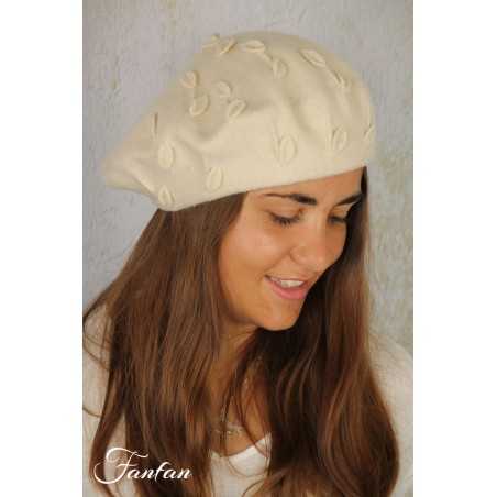 Rabionek Béret en laine vierge crème BA22.02T