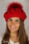Rabionek Béret en laine rouge avec pompon BA23.01TPNJ