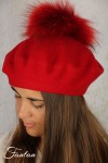Rabionek Béret en laine rouge avec pompon BA23.01TPNJ