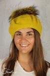 Rabionek Béret en laine jaune avec pompon BA23.01TPNJ