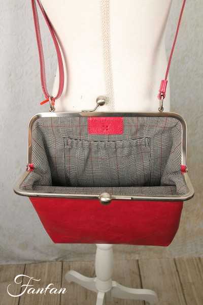 Volker Lang Sac à main MATA Medium fermoir Clic Clac Vintage Red