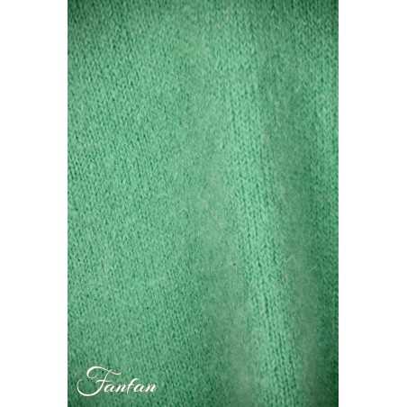 Tricot d'O Pullover vert eau fait main Kid Mohair
