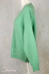 Tricot d'O Pullover vert eau fait main Kid Mohair