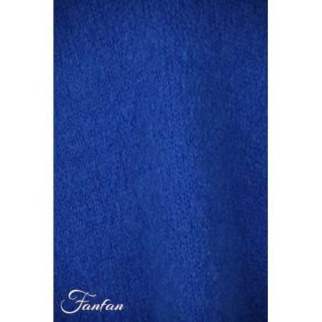 Tricot d'O Pullover bleu cobalt fait main Kid Mohair