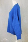 Tricot d'O Pullover bleu cobalt fait main Kid Mohair