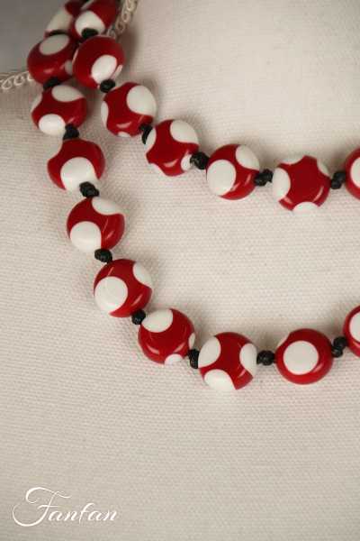 Sobral Sautoir Obsession dots rouge et blanc résine