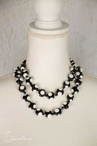 Sobral Sautoir Obsession dots noir et blanc résine