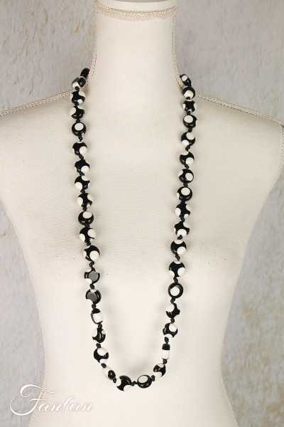 Sobral Sautoir Obsession dots noir et blanc résine