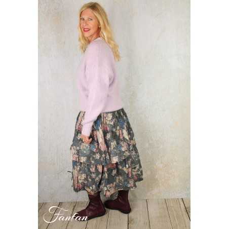 Les Tricots d'O Pullover lilas-rose poudré fait main Kid Mohair