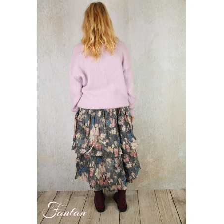 Les Tricots d'O Pullover lilas-rose poudré fait main Kid Mohair