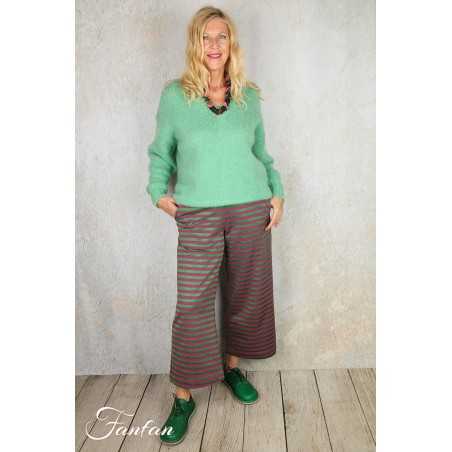 Les Tricots d'O Pullover vert eau fait main Kid Mohair