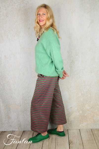 Les Tricots d'O Pullover vert eau fait main Kid Mohair