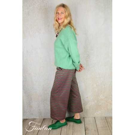 Les Tricots d'O Pullover vert eau fait main Kid Mohair