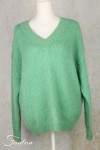 Les Tricots d'O Pullover vert eau fait main Kid Mohair