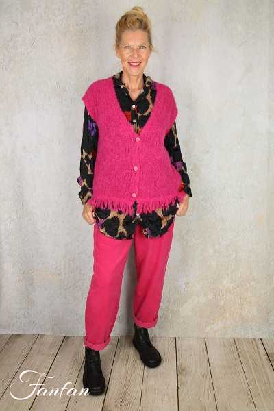 Mes Soeurs & Moi Gilet à franges Thibaut Fuchia Elektron