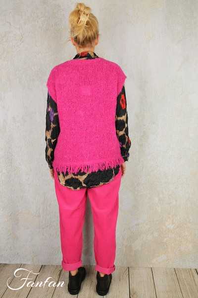 Mes Soeurs & Moi Gilet à franges Thibaut Fuchia Elektron