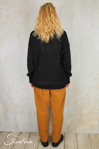 Les Tricots d'O Pullover noiru fait main Kid Mohair