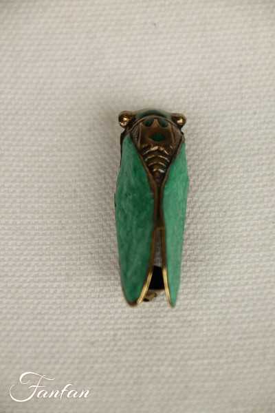 Zazou Broche Cigale métal et émail vert