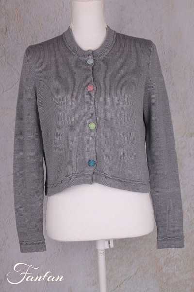 Grizas Veste courte en maille de lin gris 6919-BL506