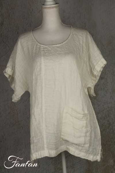 Grizas Top en lin blanc cassé petites manches 52378-L230