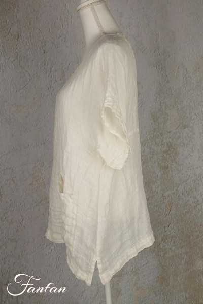 Grizas Top en lin blanc cassé petites manches 52378-L230
