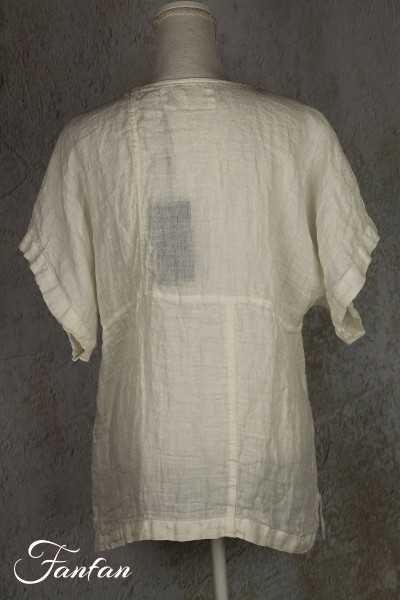 Grizas Top en lin blanc cassé petites manches 52378-L230