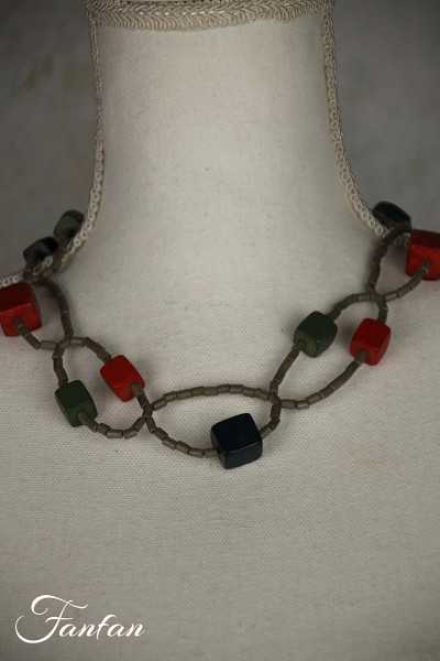 Fanny Fouks Collier ras-du-cou rouille, bleu, vert