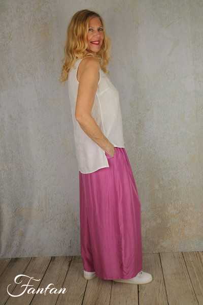 Grizas Pantalon en soie fuchsia 3667/2-S125