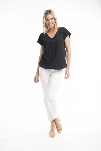 Orientique Naturally Top Essentials V Neck 1246 Black