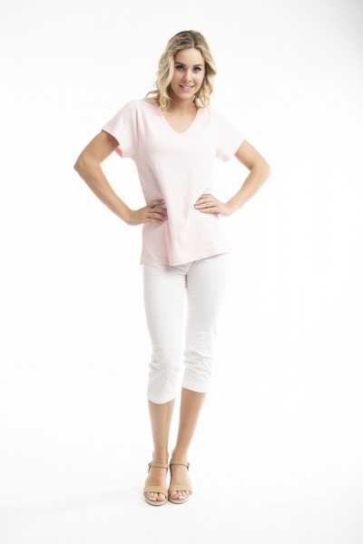 Orientique Naturally Top Essentials V Neck Strawberry Cream