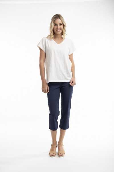 Orientique Naturally Top Essentials V Neck 1246 White