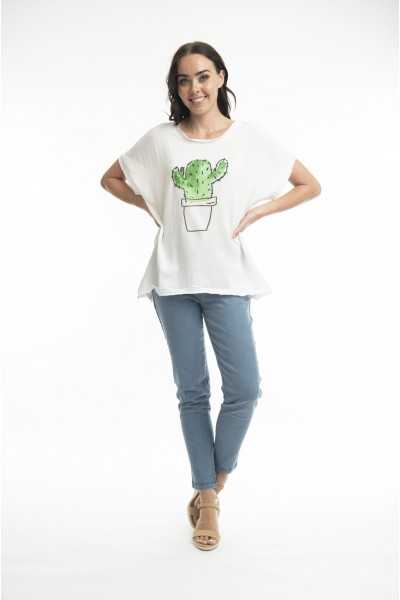 Orientique Naturally Top Embellished 1248 Cactus White