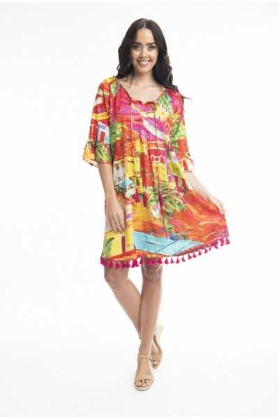 Orientique Naturally Robe Aiya Napa Tassel 3077 Print