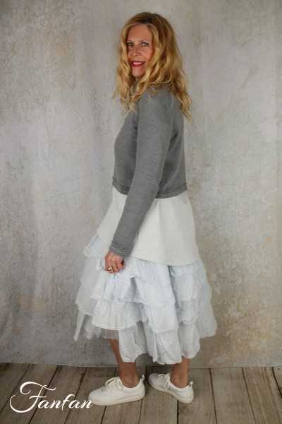 Grizas Veste courte en maille de lin gris 6919-BL506