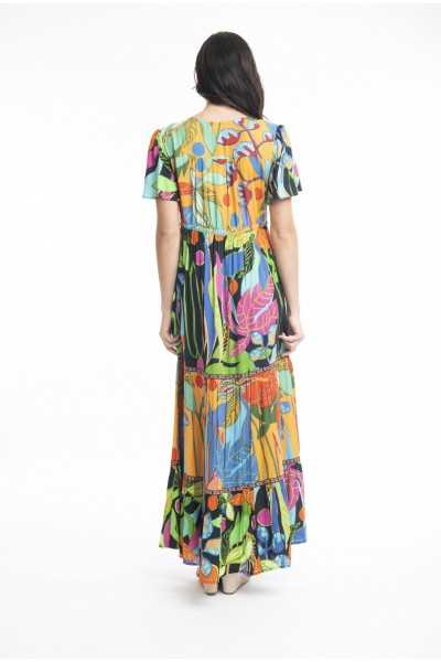 Orientique Naturally Robe Nicossia Layered Cap Sleeve 9183 Print 1