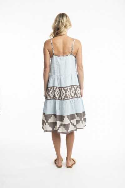 Orientique Naturally Robe Border Print Strappy 71469 Blue Fog 1