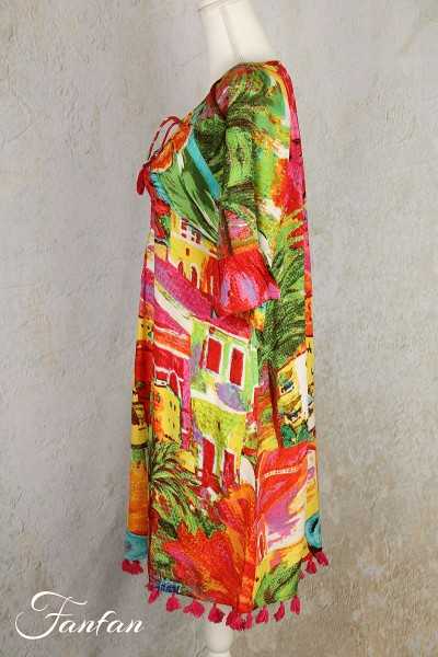 Orientique Naturally Robe Aiya Napa Tassel 3077 Print