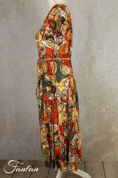 Orientique Naturally Robe Ephesus Godet Sleeve 3066 Print