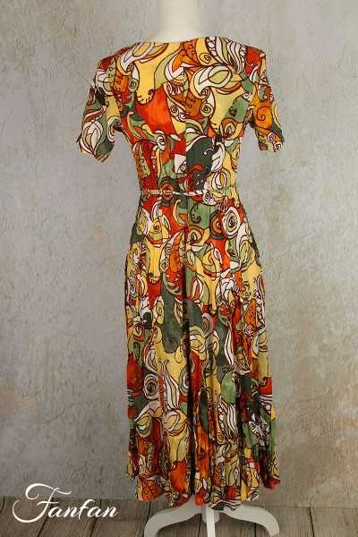 Orientique Naturally Robe Ephesus Godet Sleeve 3066 Print