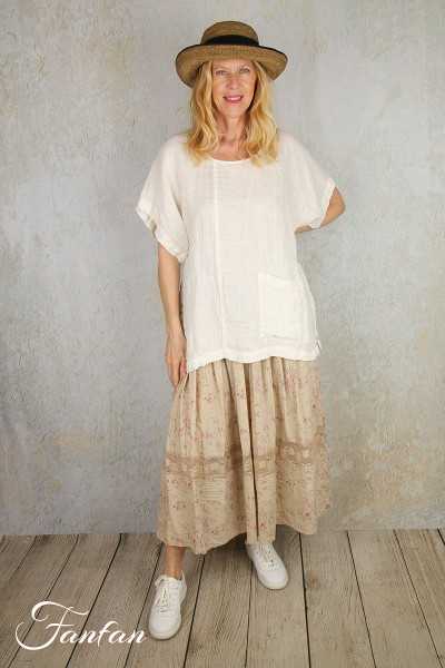 Grizas Top en lin blanc cassé petites manches 52378-L230