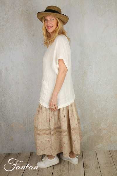 Grizas Top en lin blanc cassé petites manches 52378-L230