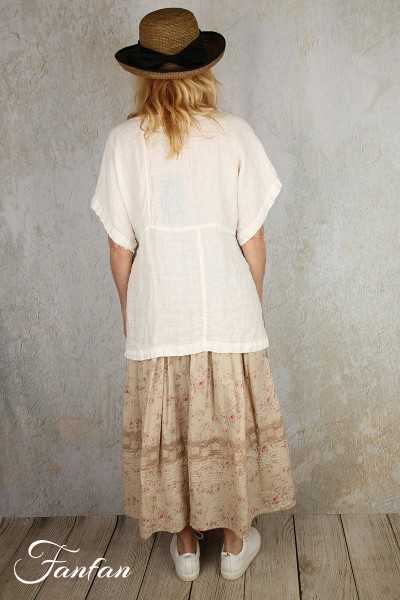 Grizas Top en lin blanc cassé petites manches 52378-L230