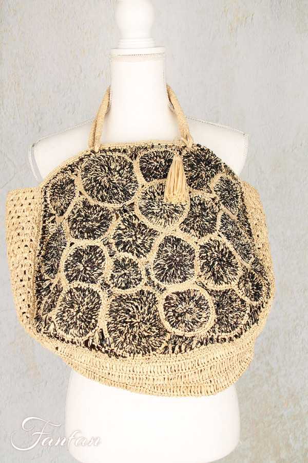 Rabarany Sac cabas en rafia Nell Pasty noir et naturel