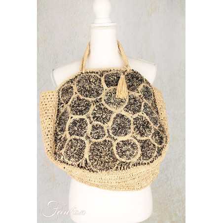 Rabarany Sac cabas en rafia Nell Pasty noir et naturel