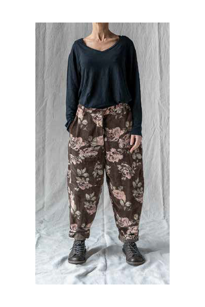 Les Ours Pantalon Gaston en Velours Fleur Chocolat
