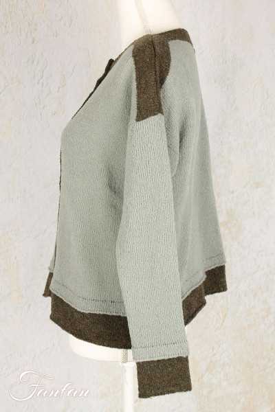 Grizas Cardigan en maille vert eau et kaki 6928-R1-258-264