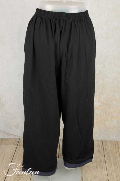Barbara Lang Pantalon Large Réversible Stani VI Aki noir et bleu