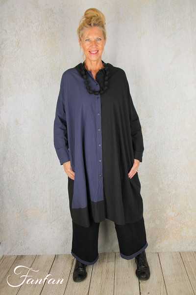Barbara Lang Chemise longue bicolore AKI II bleu et noir